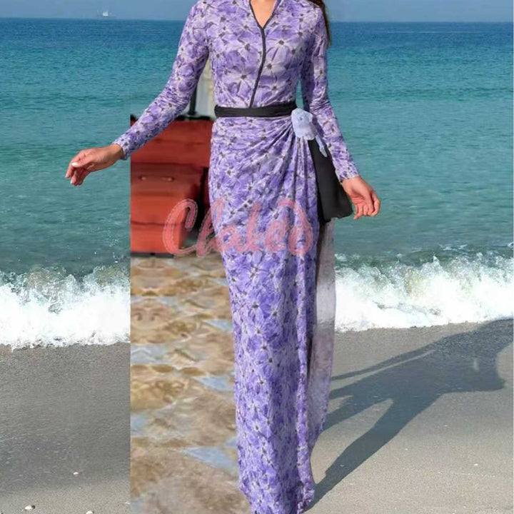 Damen elegantes Strandkleid mit floralem Muster Echo Archiv
