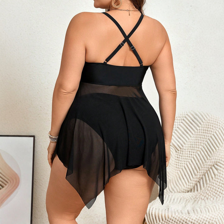 Damen Badeanzug mit transparentem Rock und raffinierter Kellerfalte Echo Archiv
