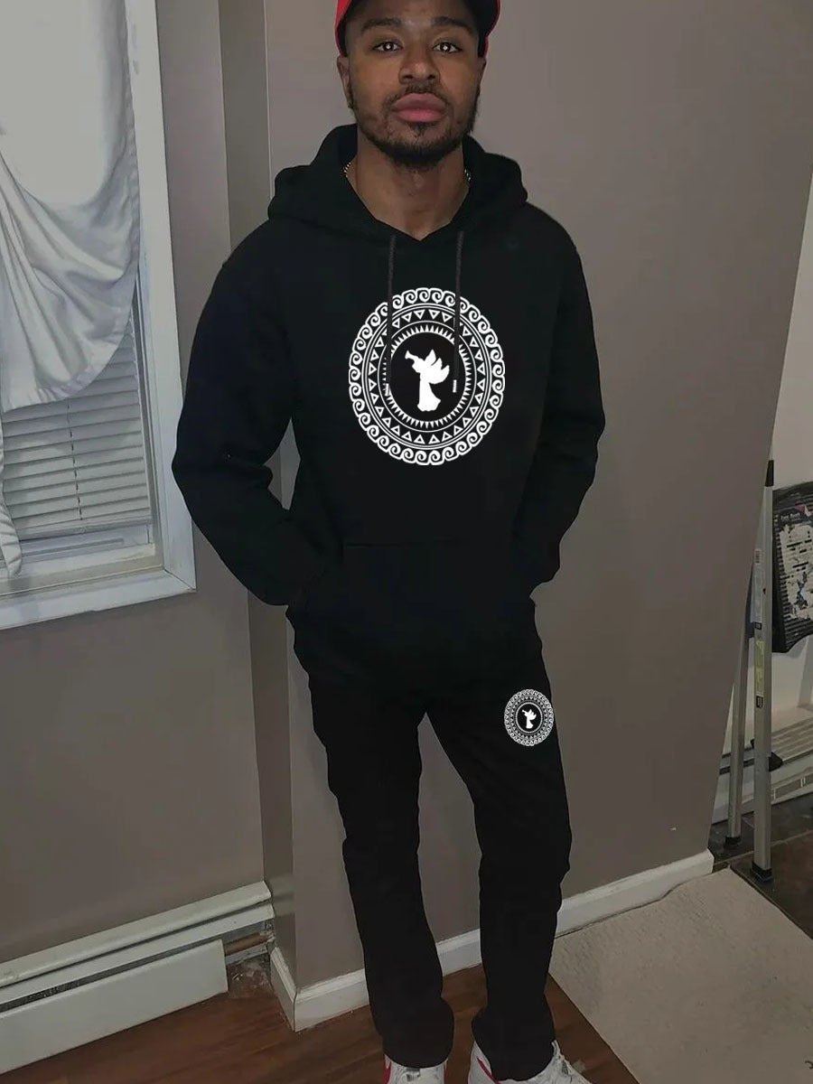 Herren sportliches Hoodie- und Jogginghose-Set mit kreativem Design Echoarchiv