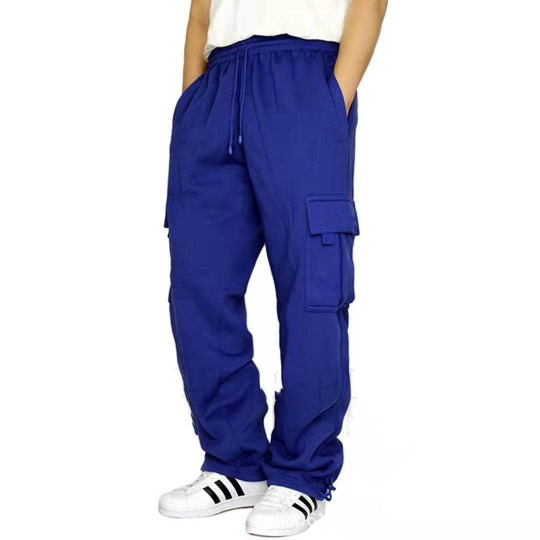 Herren heavy-duty Utility-Freizeithose mit Kordelzug, aufgesetzten Cargotaschen und relaxed Fit – Bravaro