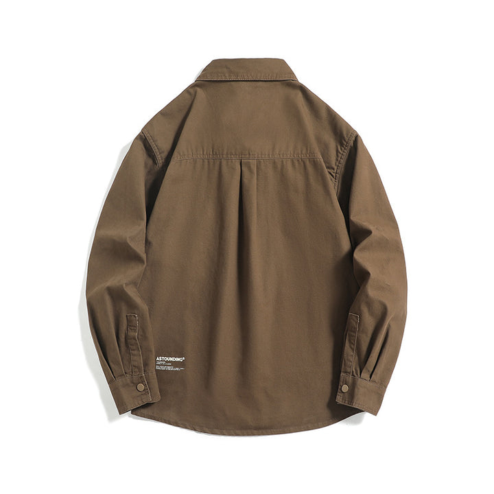 Herren Overshirt-Jacke im Workwear-Stil mit aufgesetzten Brusttaschen und Druckknopfverschluss Echoarchiv
