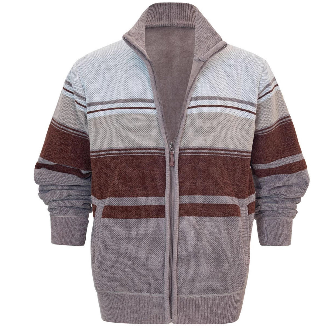 Herren modische Strickjacke mit hohem Kragen und sportlichem Reißverschluss Echoarchiv