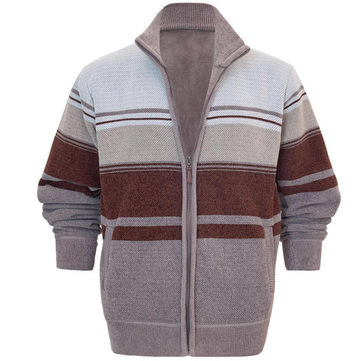 Herren modische Strickjacke mit hohem Kragen und sportlichem Reißverschluss Echoarchiv