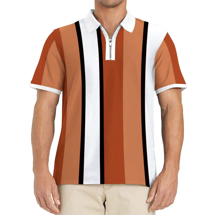 Herren Poloshirt mit praktischem Reißverschluss und modernem Streifendesign Echoarchiv
