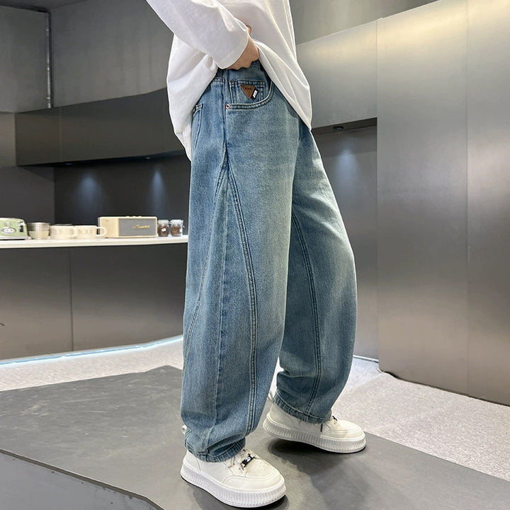 Unisex weite Denim-Hose mit tiefen Eingrifftaschen Echo Archiv