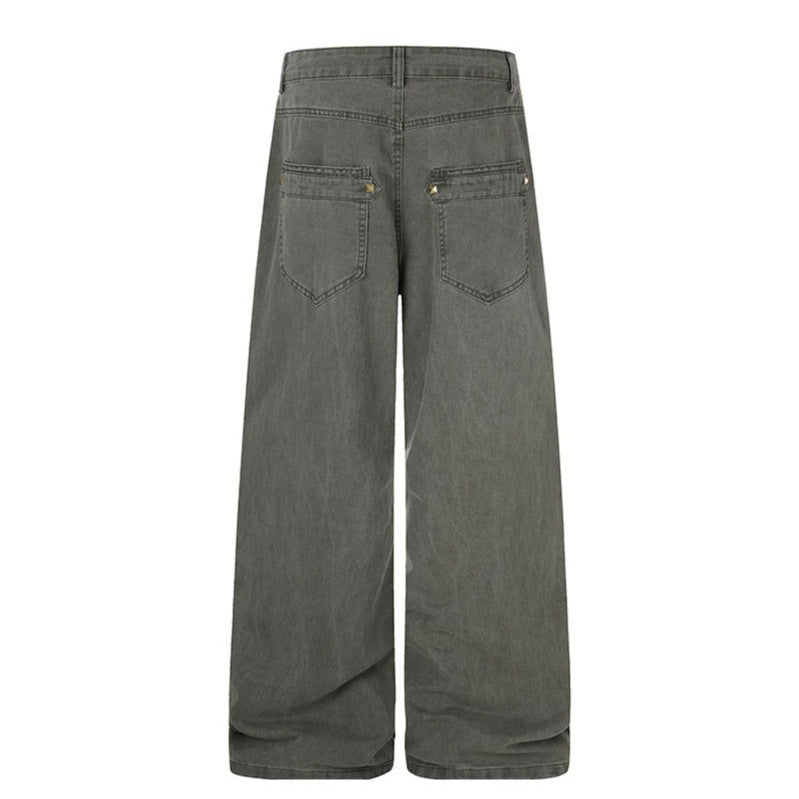 Damen Weite High‑Waist Culotte‑Jeans im Utility‑Look mit Zierlaschen und Metallnieten Echoarchiv