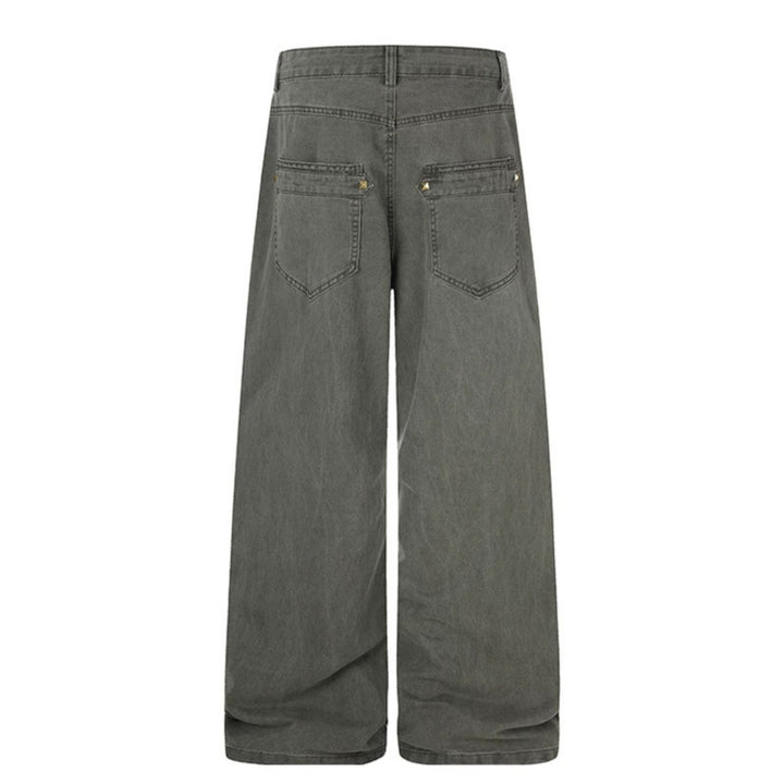 Damen Weite High‑Waist Culotte‑Jeans im Utility‑Look mit Zierlaschen und Metallnieten Echoarchiv