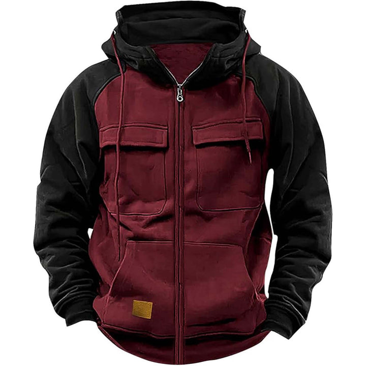 Herren nan Utility-Kapuzenjacke mit Materialmix, Brusttaschen und Reißverschluss Echo Archiv