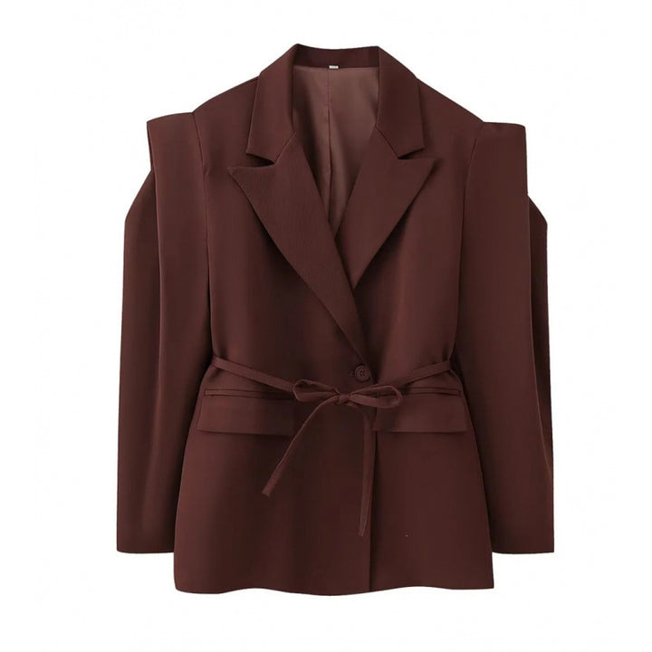 Damen Taillierter Blazer mit zarter Bindeband-Taille, betonter Schulterpartie und Pattentaschen Echo Archiv