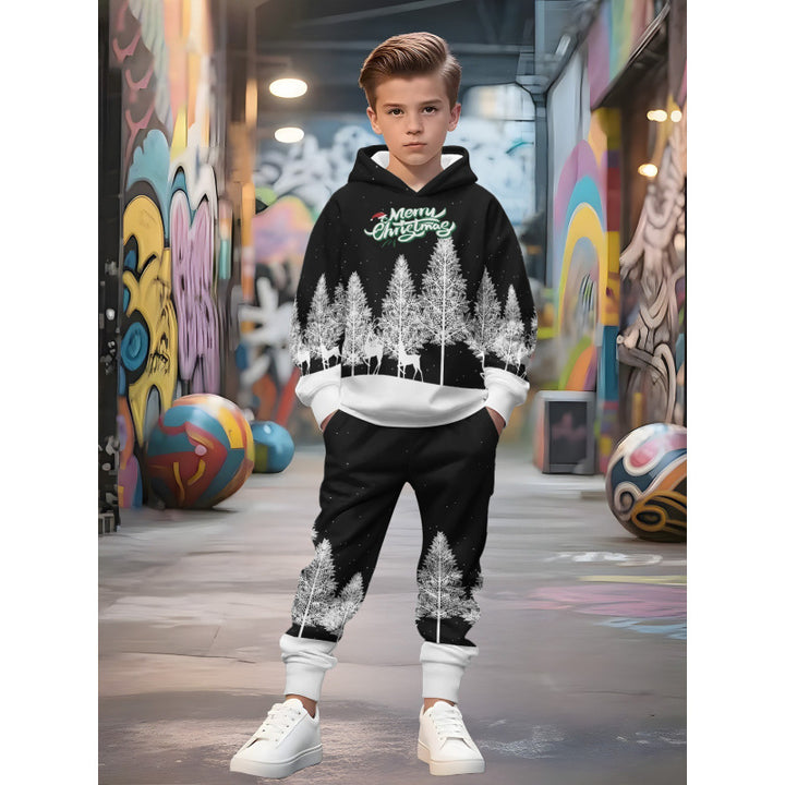 Unisex nan Kinder Jogginganzug mit Kapuzenpullover und detailreichem Auto-Print Echo Archiv