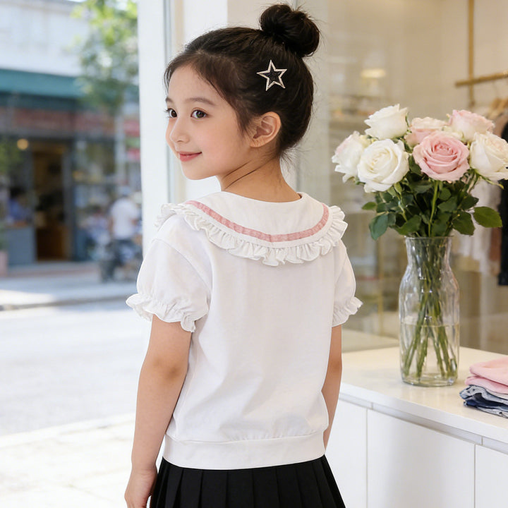 Mädchen Bluse mit Rüschendetails und dekorativem Kragen Echo Archiv