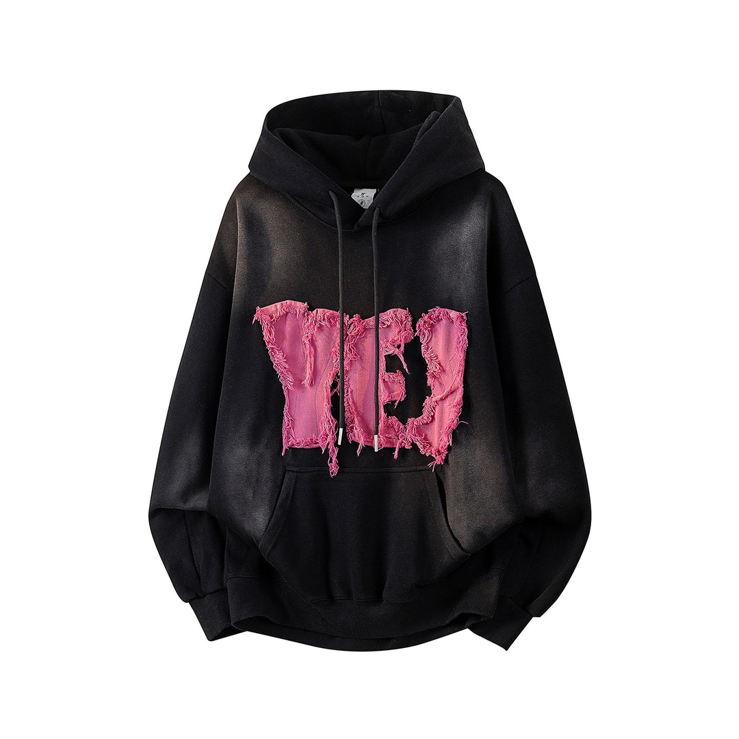 Unisex Oversize Kapuzenpullover mit handschriftlichem Grafik-Print, Kängurutasche & geripptem Saum Echoarchiv
