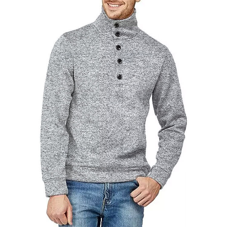 Herren Hochwertiger Pullover mit Stehkragen und Knopfdetail Echoarchiv