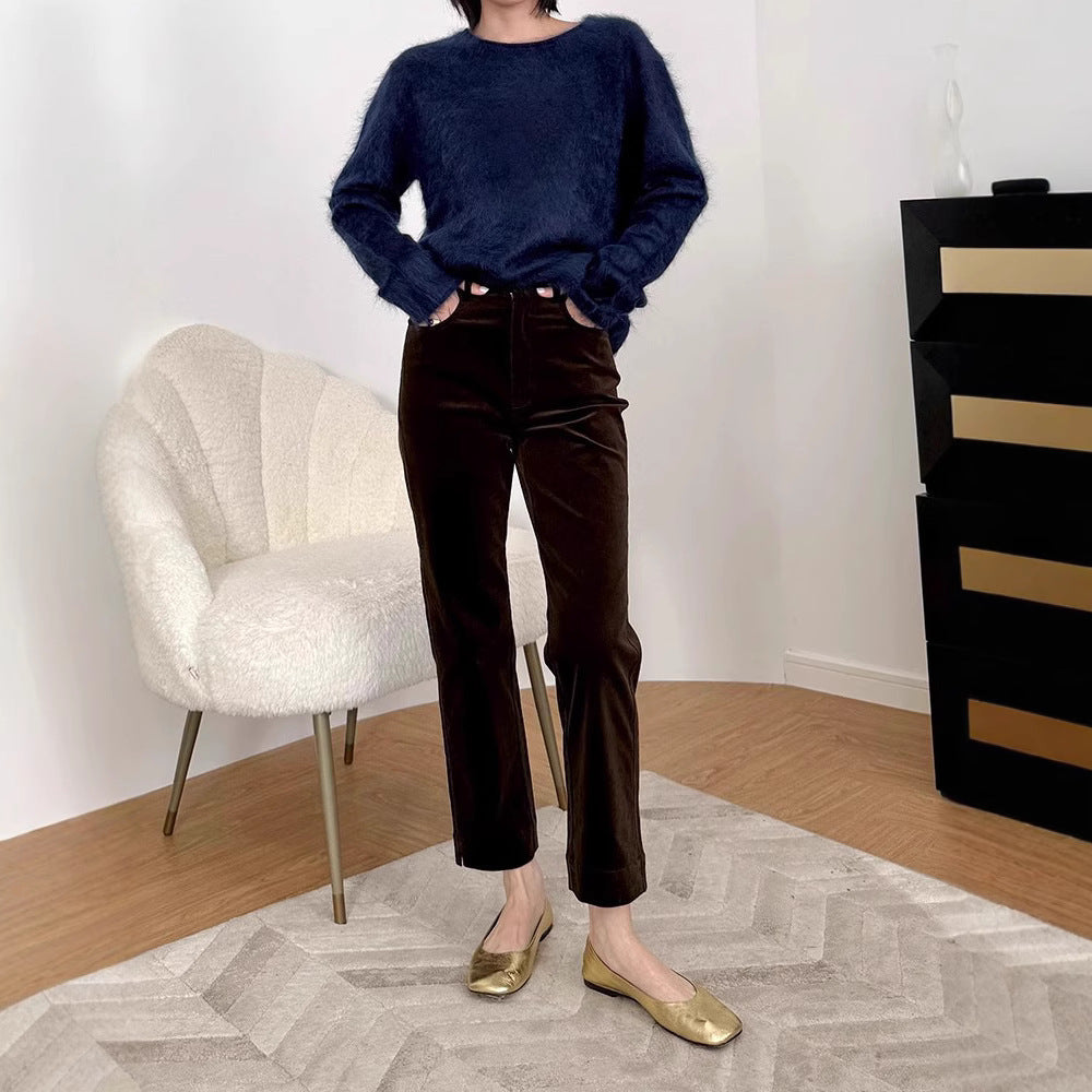 Damen Weicher Mohair-Pullover mit weitem Schnitt Echoarchiv