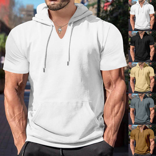 Herren lässiges Kapuzenshirt mit V-Ausschnitt und praktischer Bauchtasche Echoarchiv