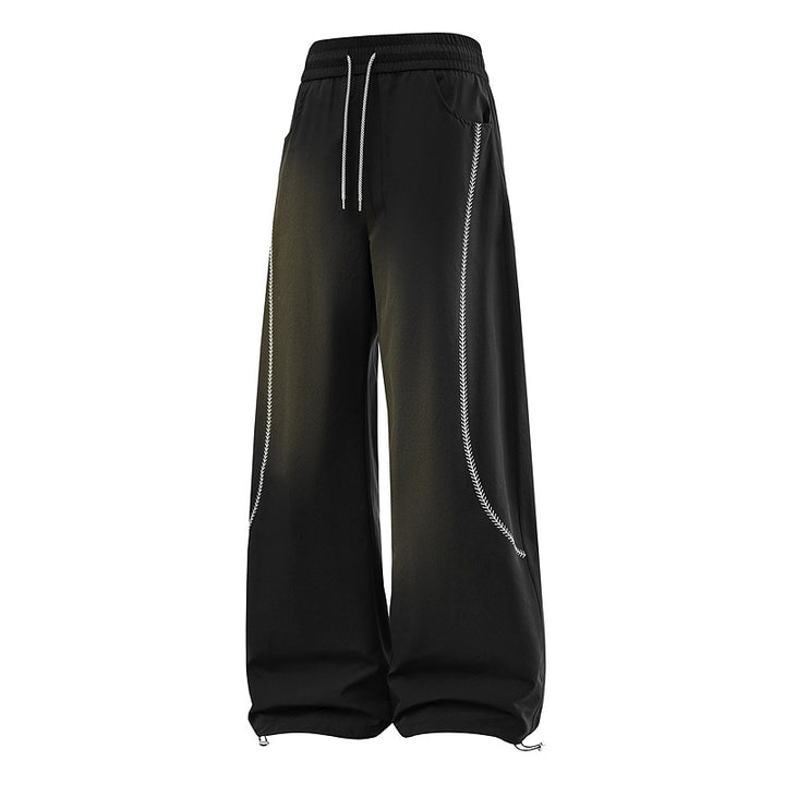 Damen Weite Baggy-Freizeithose mit Tunnelzugbund, kontrastierenden Ziernähten & verstellbarem Saum Echoarchiv