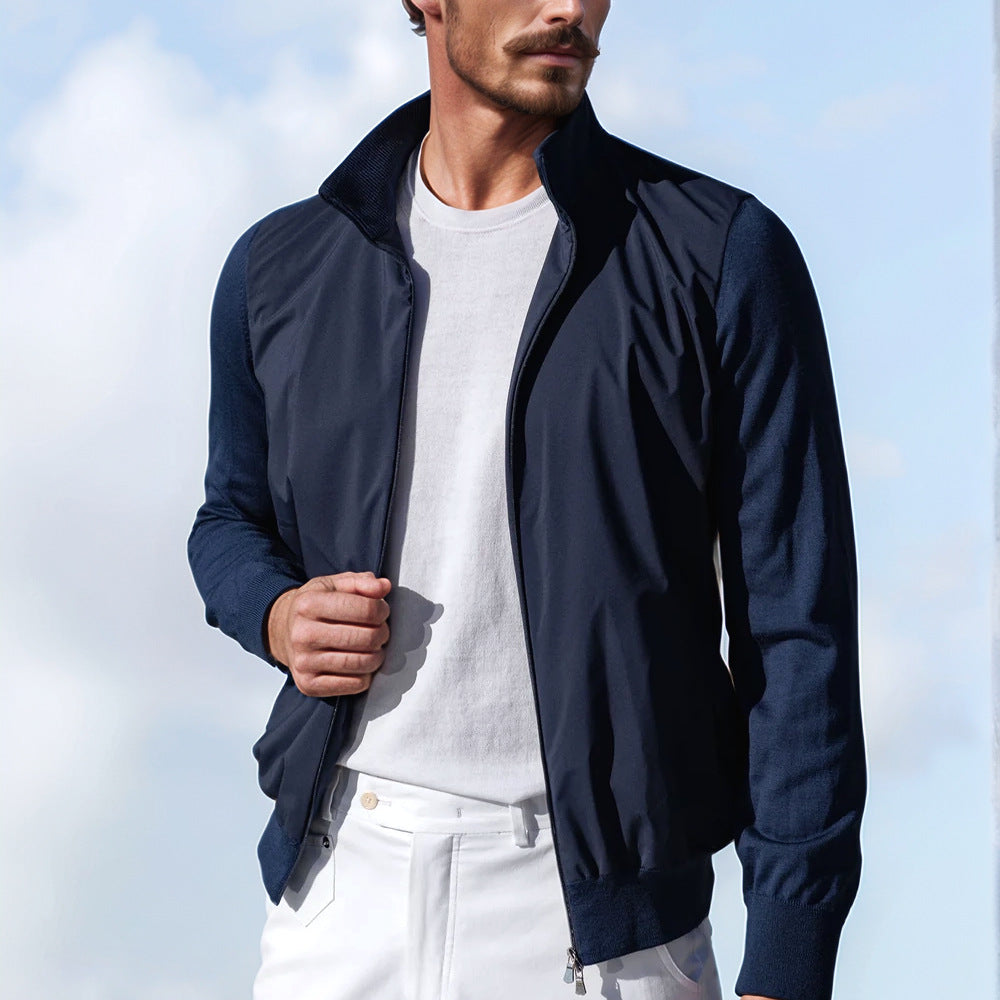 Herren stylische Freizeitjacke mit hohem Kragen und praktischen Taschen Echoarchiv