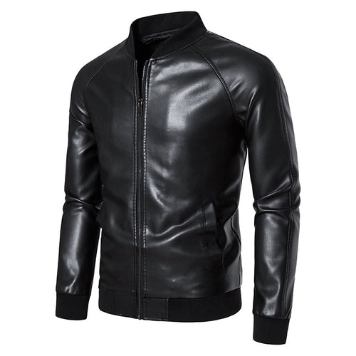 Herren Biker-Bomberjacke aus hochwertigem Kunstleder mit elastischem Bund Echoarchiv