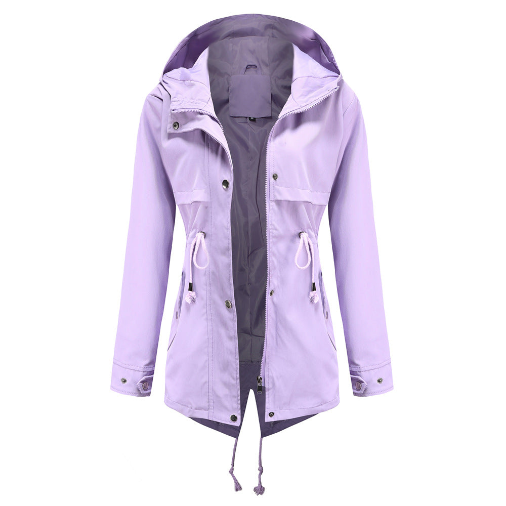 Damen nan wasserabweisender Parka mit taillenkordel und asymmetrischem Saum Echo Archiv