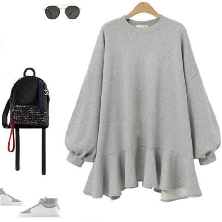 Damen nan oversized Sweatshirtkleid mit Volantsaum und Ballonärmeln Echo Archiv