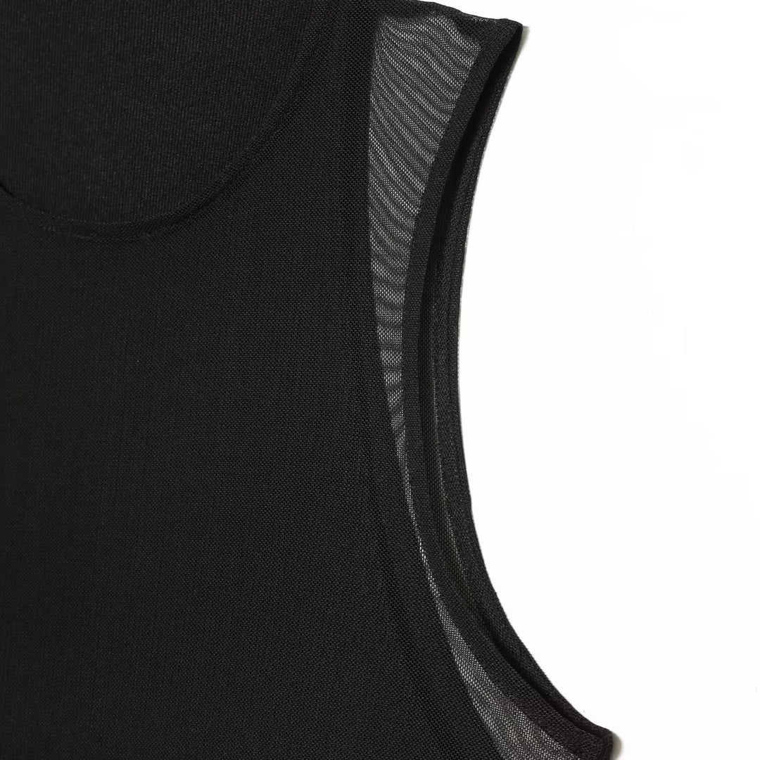 Damen Langarm Kleid aus transparentem Mesh-Material mit Stehkragen Echo Archiv