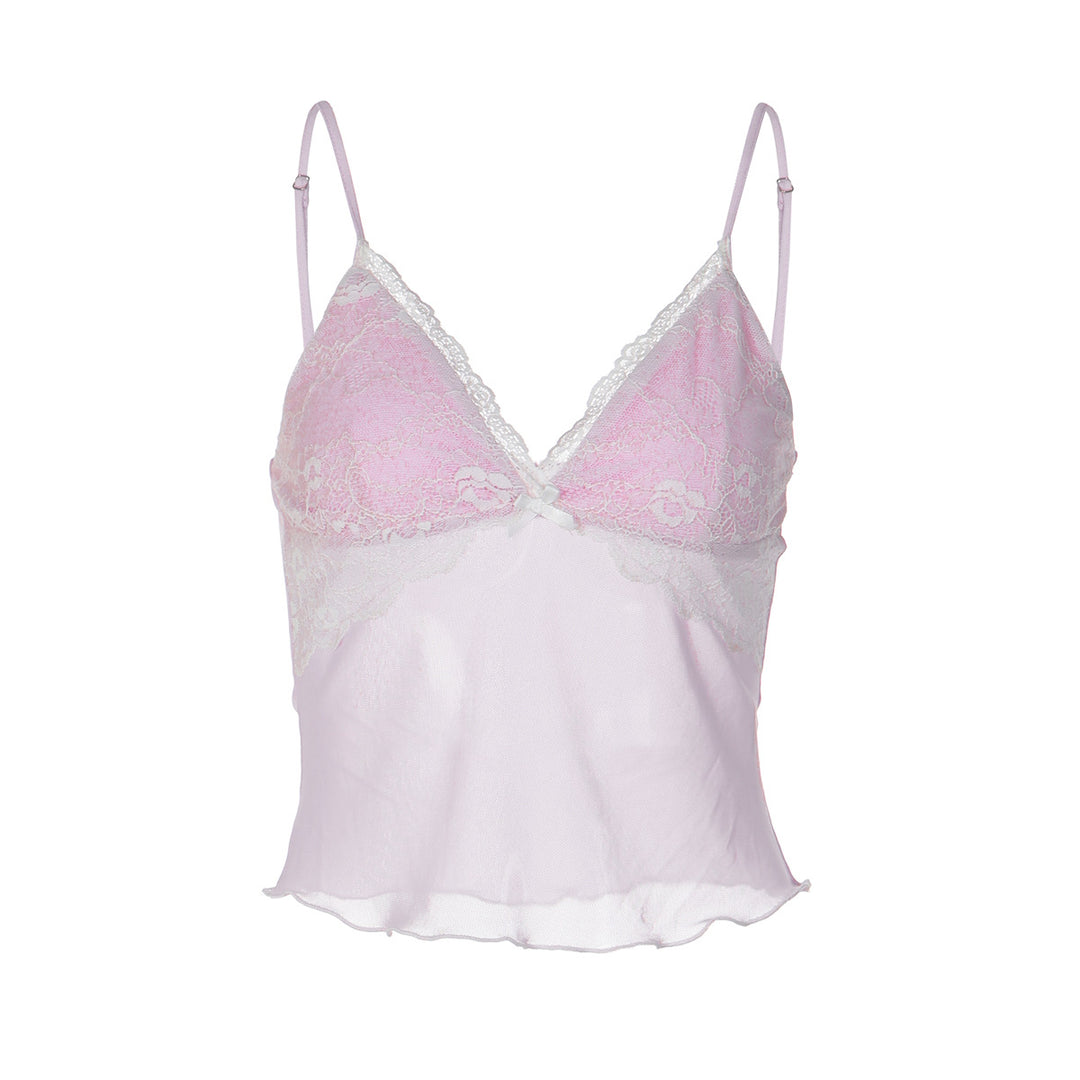 Damen Spitzencrop-Top mit feinen Trägern und zartem Design Echo Archiv