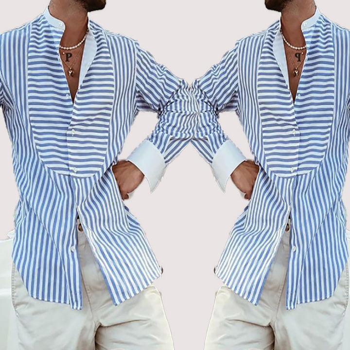 Herren modisches Langarmhemd mit eleganten Streifen Echoarchiv