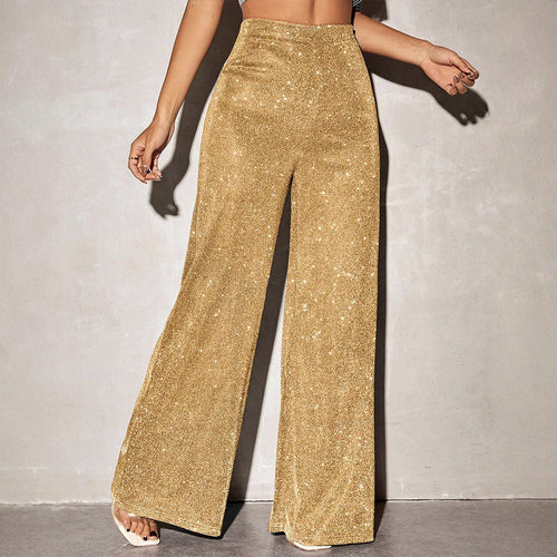 Damen Elegante weite Hose im funkelnden Metallic-Look Echo Archiv