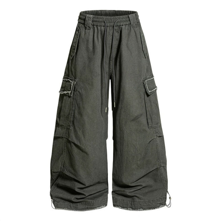 Damen Weite Cargo-Hose mit elastischem Bund, Cargo-Taschen und verstellbarem Saum Echoarchiv