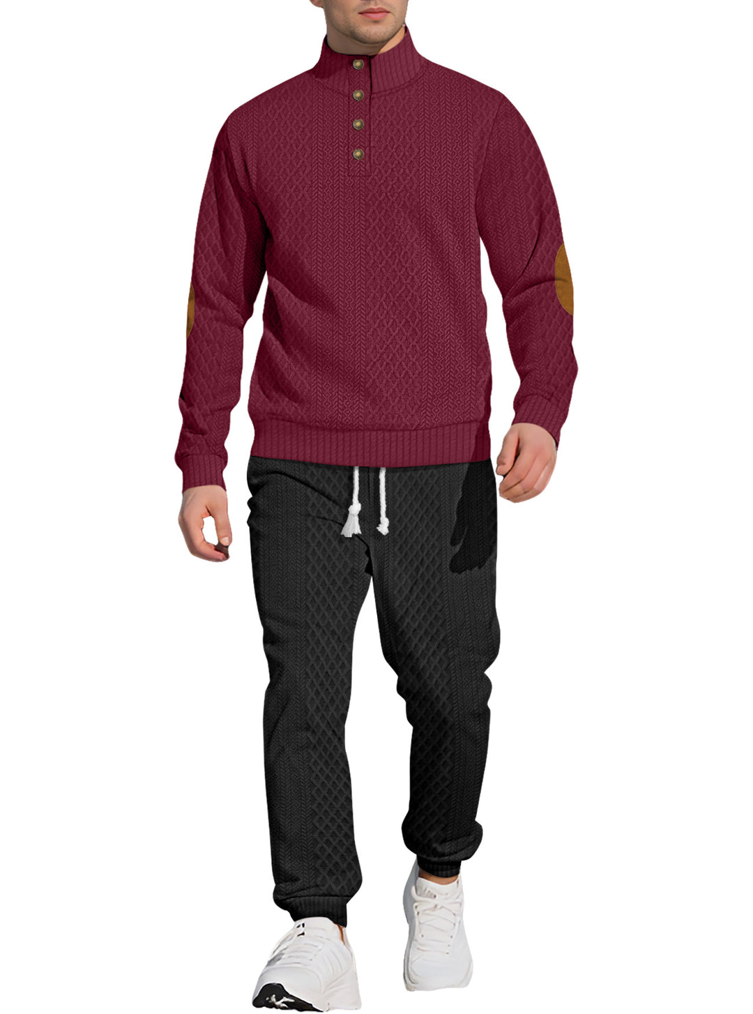 Herren Strick-Freizeitanzug mit hohem Kragen und eleganten Akzenten Echoarchiv