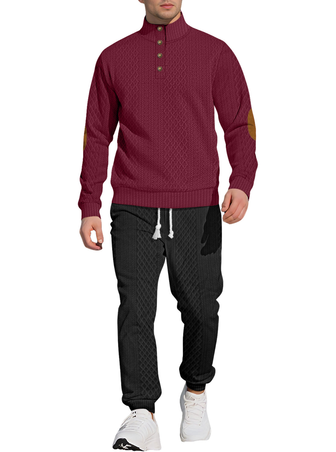 Herren Strick-Freizeitanzug mit hohem Kragen und eleganten Akzenten – Cavarno