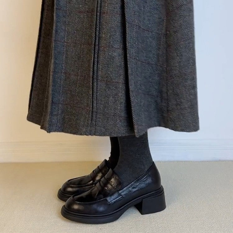 Damen Modische Penny-Loafer mit markanter Plateauprofilsohle und mittelhohem Blockabsatz Echo Archiv