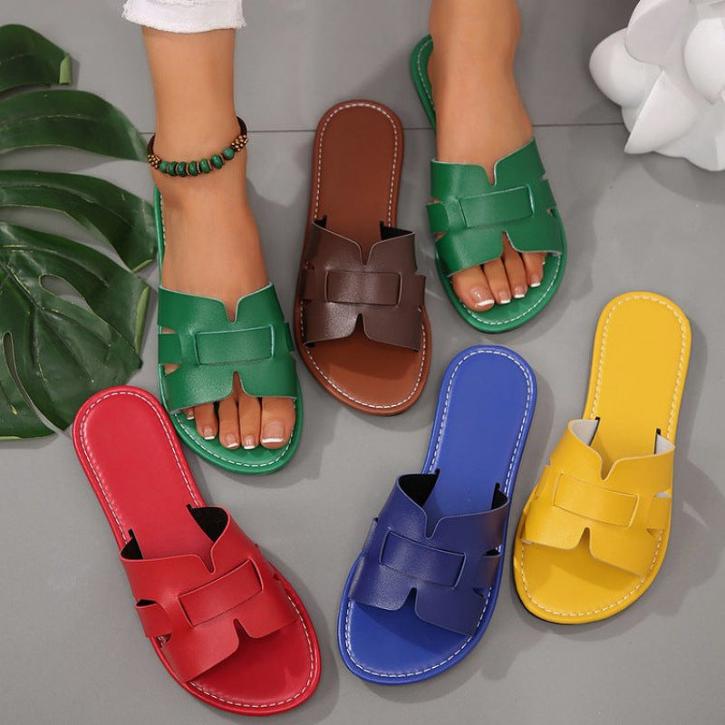 Damen nan flache Pantolette mit geschlitztem Riemen-Design und gepolstertem Komfortfußbett Echoarchiv