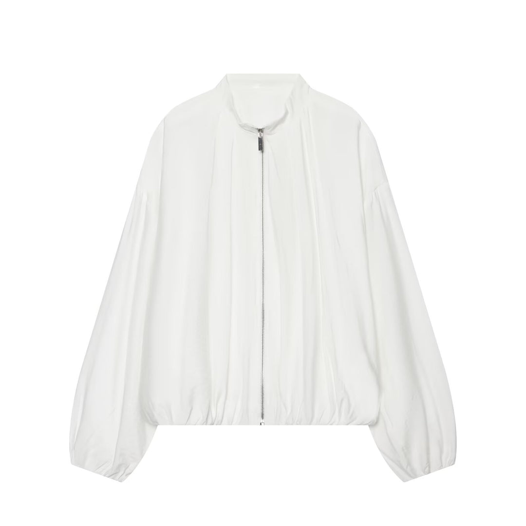 Damen Cropped Oversize‑Bomberjacke mit Stehkragen und Ballonärmeln Echo Archiv
