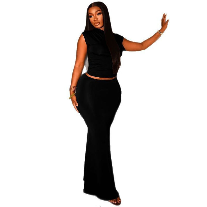 Damen Elegantes Wickeloberteil und figurbetonte Maxirock Kombination Echo Archiv