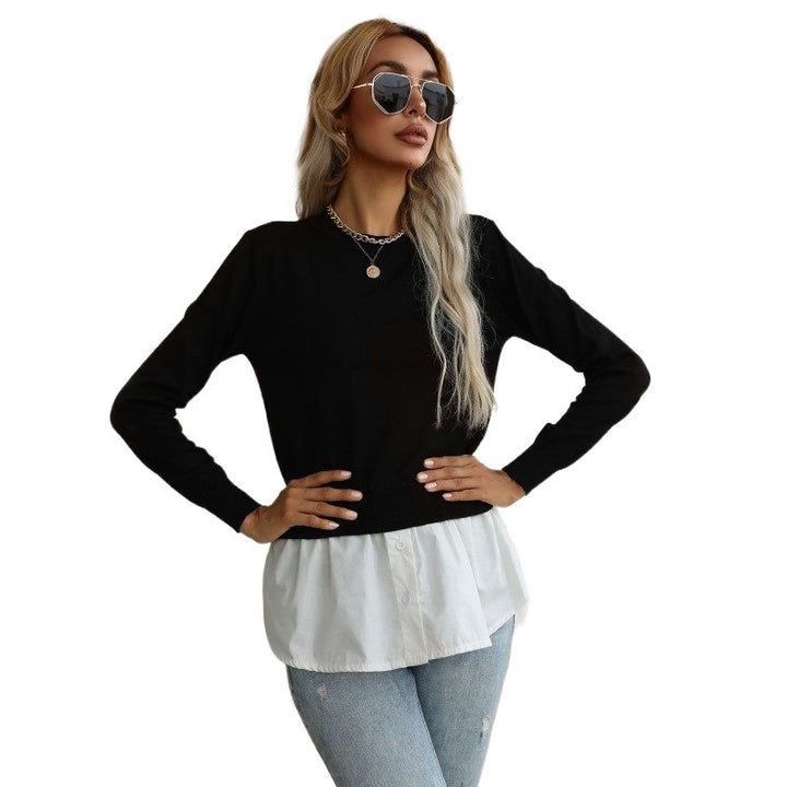 Damen Eleganter Lässiger Pullover mit Hemdunterteil Echo Archiv