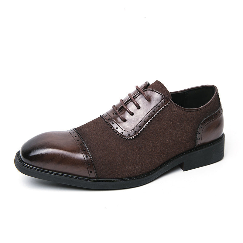 Herren elegante Oxford-Halbschuhe mit Kapzehen-Design, Leder-Textilmix und gepolstertem Komfortfußbett Echo Archiv