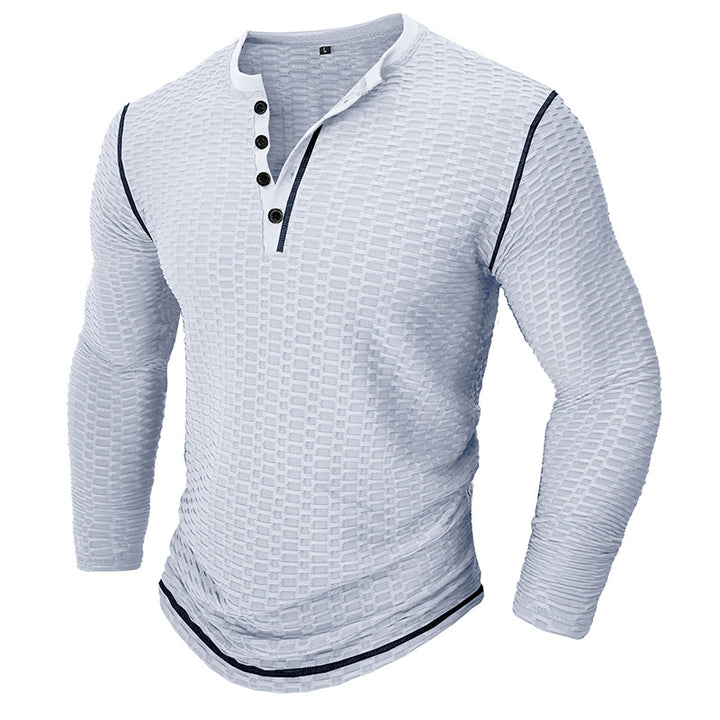 Herren Langarmshirt mit strukturiertem Design und modischem Henley-Ausschnitt Echoarchiv
