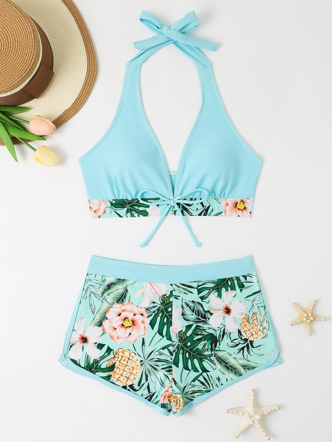 Damen Bikini-Set mit floralem Muster und herausnehmbarem Push-Up-BH Echo Archiv