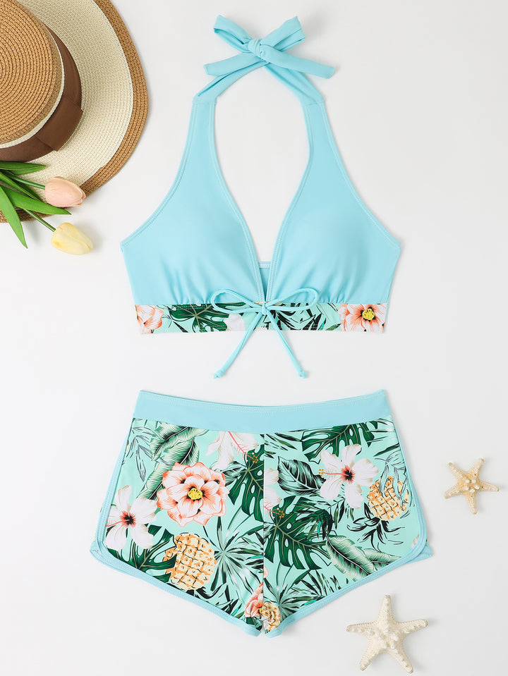 Damen Bikini-Set mit floralem Muster und herausnehmbarem Push-Up-BH Echo Archiv