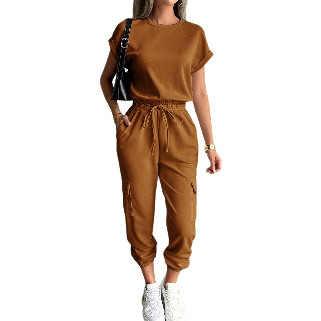 Damen lässiges Zweiteiliges Set mit elastischem Bund und seitlichen Taschen Echo Archiv