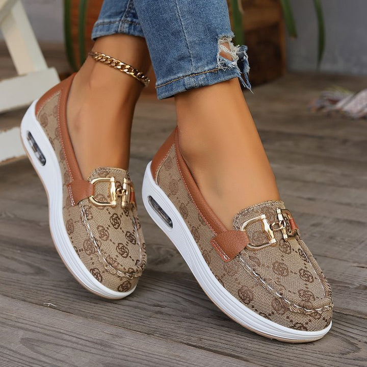 Damen Mokassin-Slipper mit luftgepolsterter Plateausohle und Zier-Bit Echo Archiv