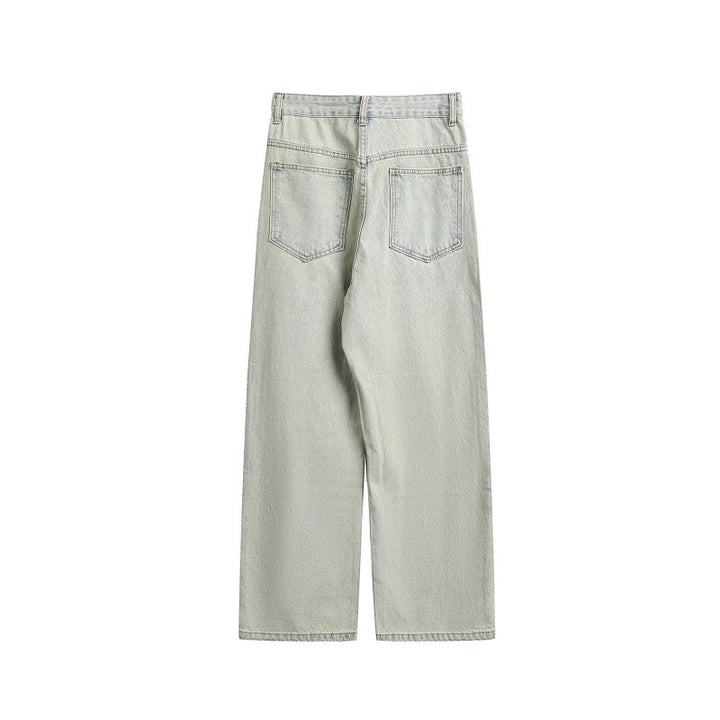 Damen Weite Utility-Denimhose mit Knie‑Patch, hohem Bund und geradem Bein Echo Archiv