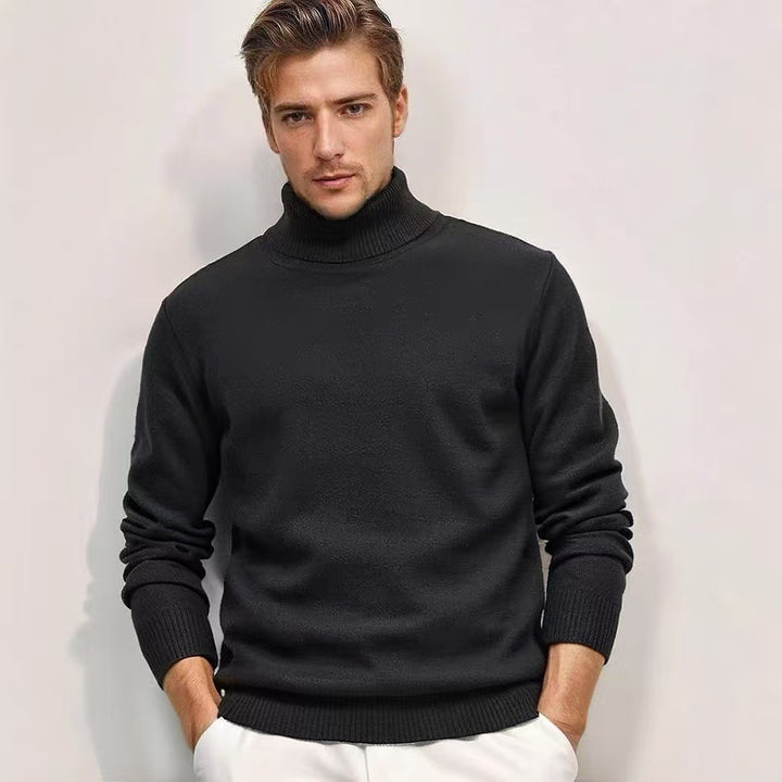 Herren nan feinstrick Rollkragenpullover mit schmaler Silhouette und gerippten Bündchen Echo Archiv
