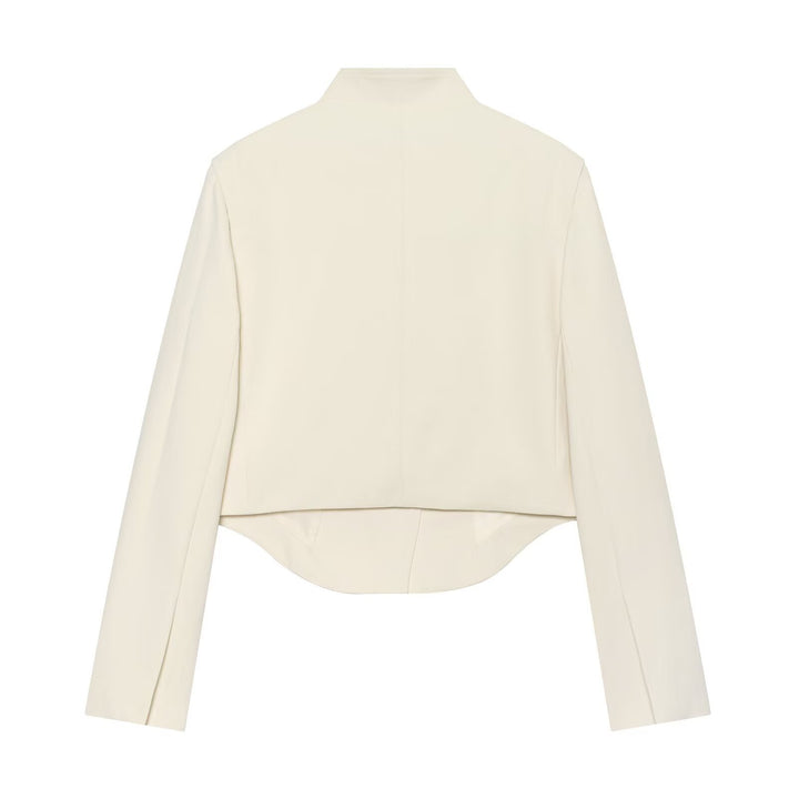 Damen Kurze Tailleurjacke mit Stehkragen, asymmetrischem Saum und Nahttaschen Echo Archiv