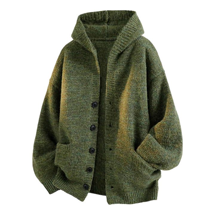 Damen Gemütliche Strickjacke mit Kapuze und Knöpfen Echo Archiv