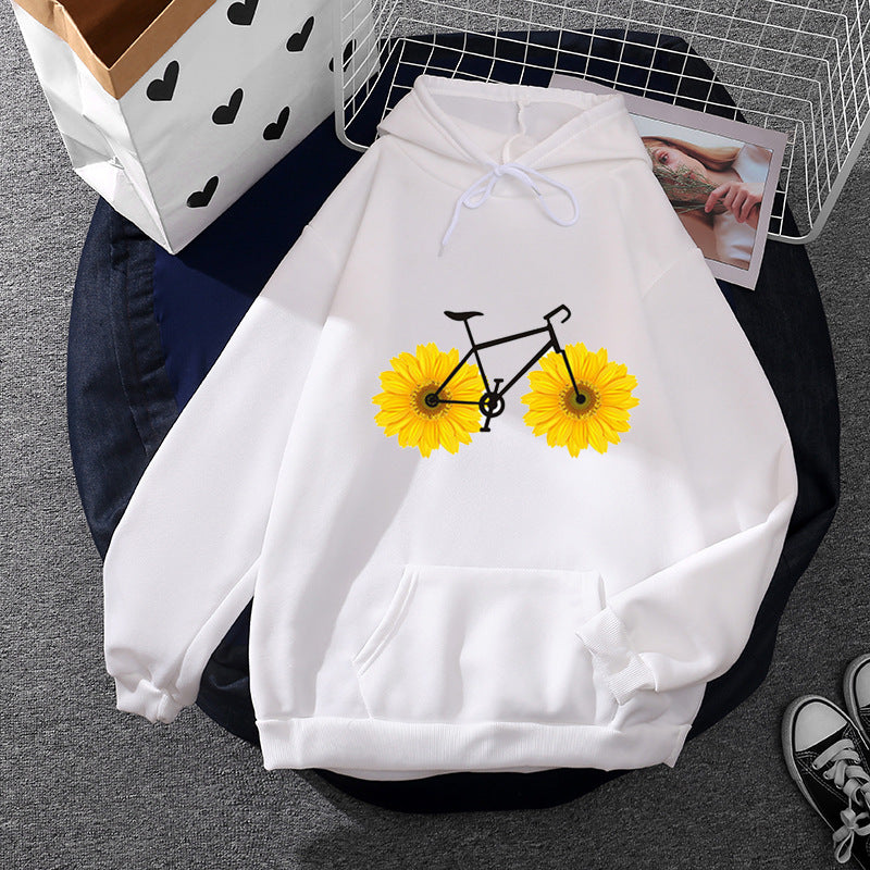 Damen lässiger Kapuzenpullover mit künstlerischem Mond‑und‑Pilzmotiv, weichem Fleecefutter und Kängurutasche – Auréline