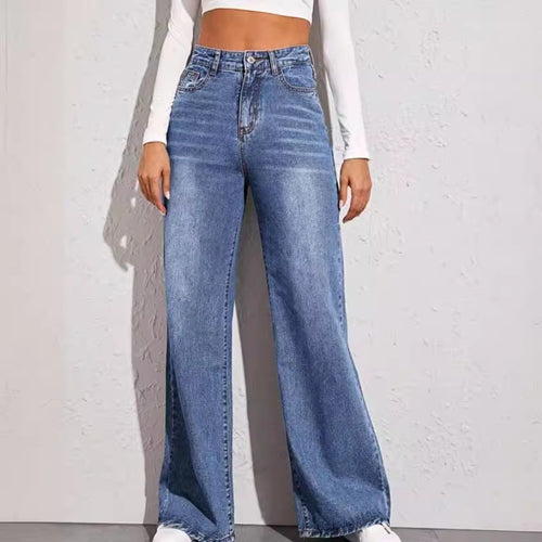 Damen nan hochgeschnittene weite Denim-Jeans mit extra weitem Bein und rohem Saum Echo Archiv