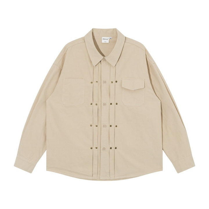 Herren Oversize-Hemdjacke im Workwear-Stil mit Ziersteppungen und Metallnieten Echoarchiv