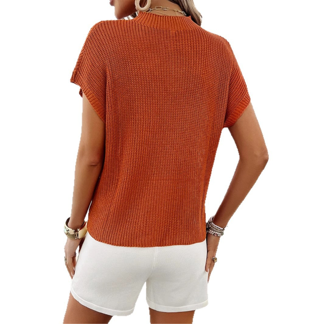 Damen Lässiges Strickoberteil mit Brusttasche und schmalen Shorts Echo Archiv